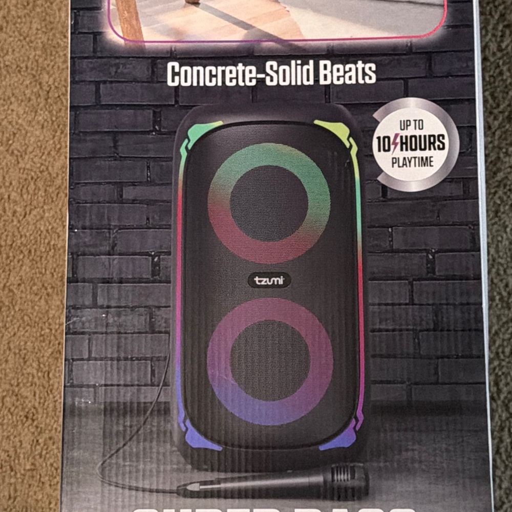 Tzumi Black Bluetooth Speaker with Multicolor LED